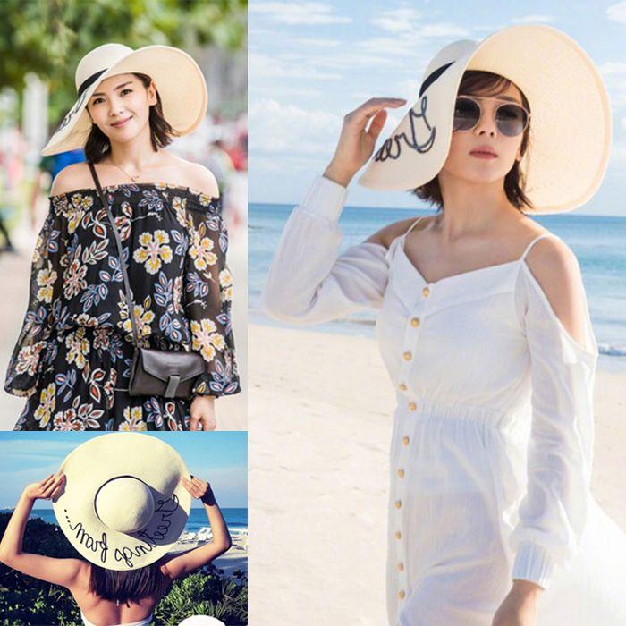 Women Wide Brim Straw Hat,Beach Sun Hat